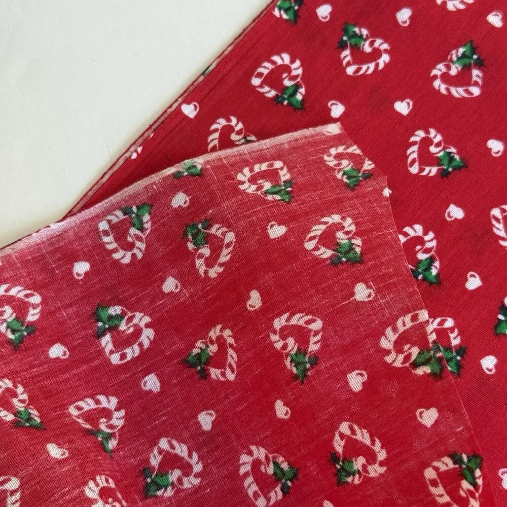 Vintage Wamsutta Candy Cane Hearts Fabric Christmas Fabric Quilting Xmas BTY